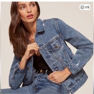 Reformation Distressed Blue Denim Jacket